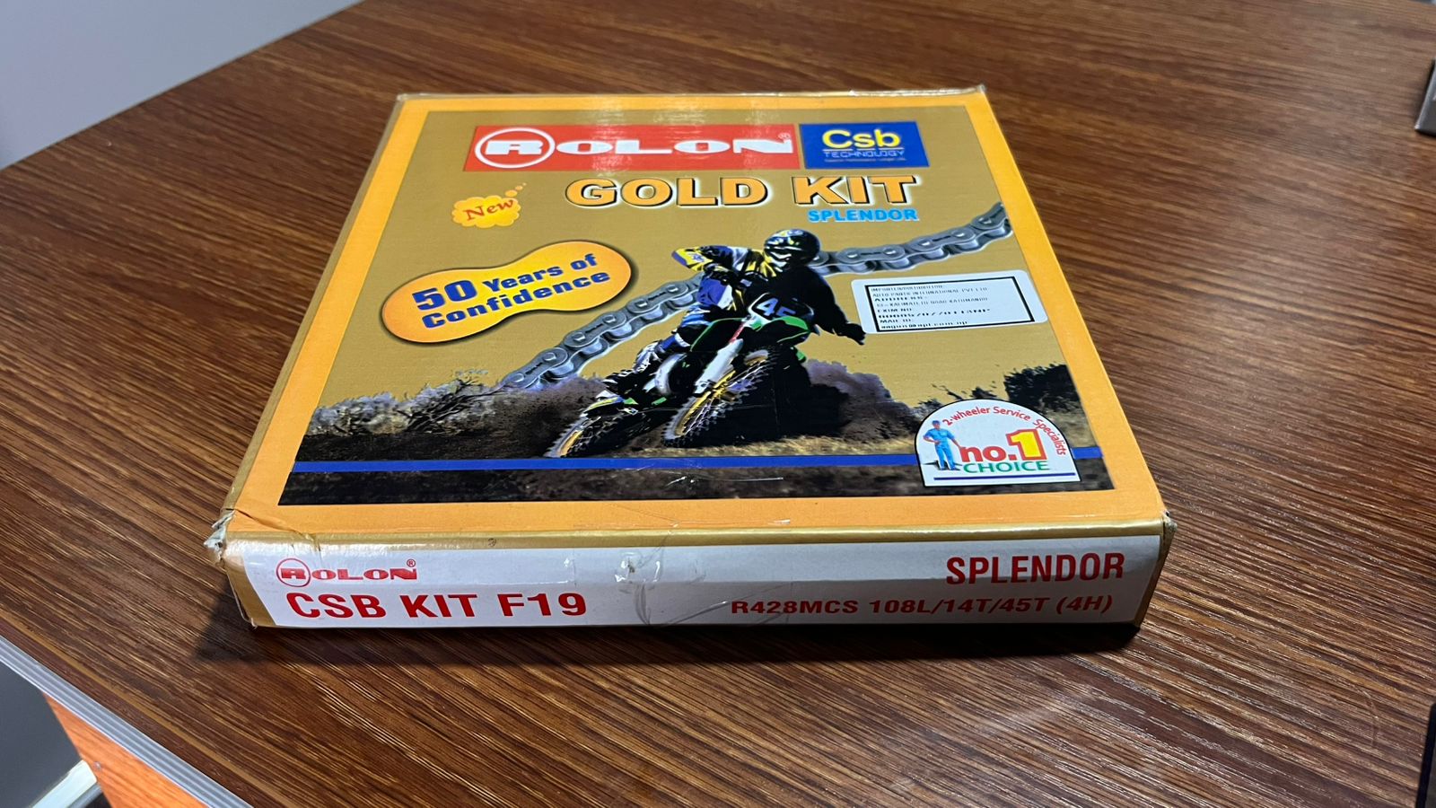 Rolon Chain Sprocket Kit for Hero Splendor | 108L Chain | 14T Front Sprocket | 45T Rear Sprocket | Complete Set